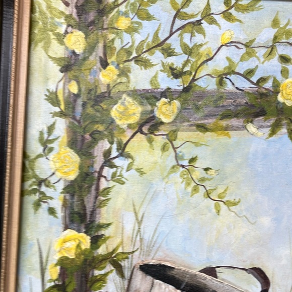 Signed 1976 Impressionist Painting with Rustic Outdoor Scene - Picture 2 of 10